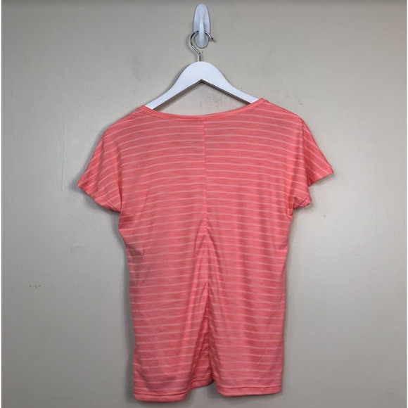 Ideology Women's Shadow-Striped Short Sleeve V-Neck T-Shirts Top Pink XS, NWT - Picture 4 of 5